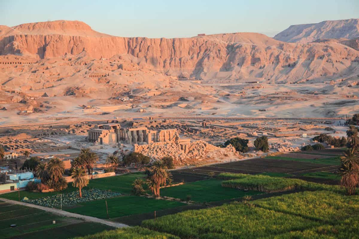 Aerial view of the Valley of the Kings in Luxor, Egypt